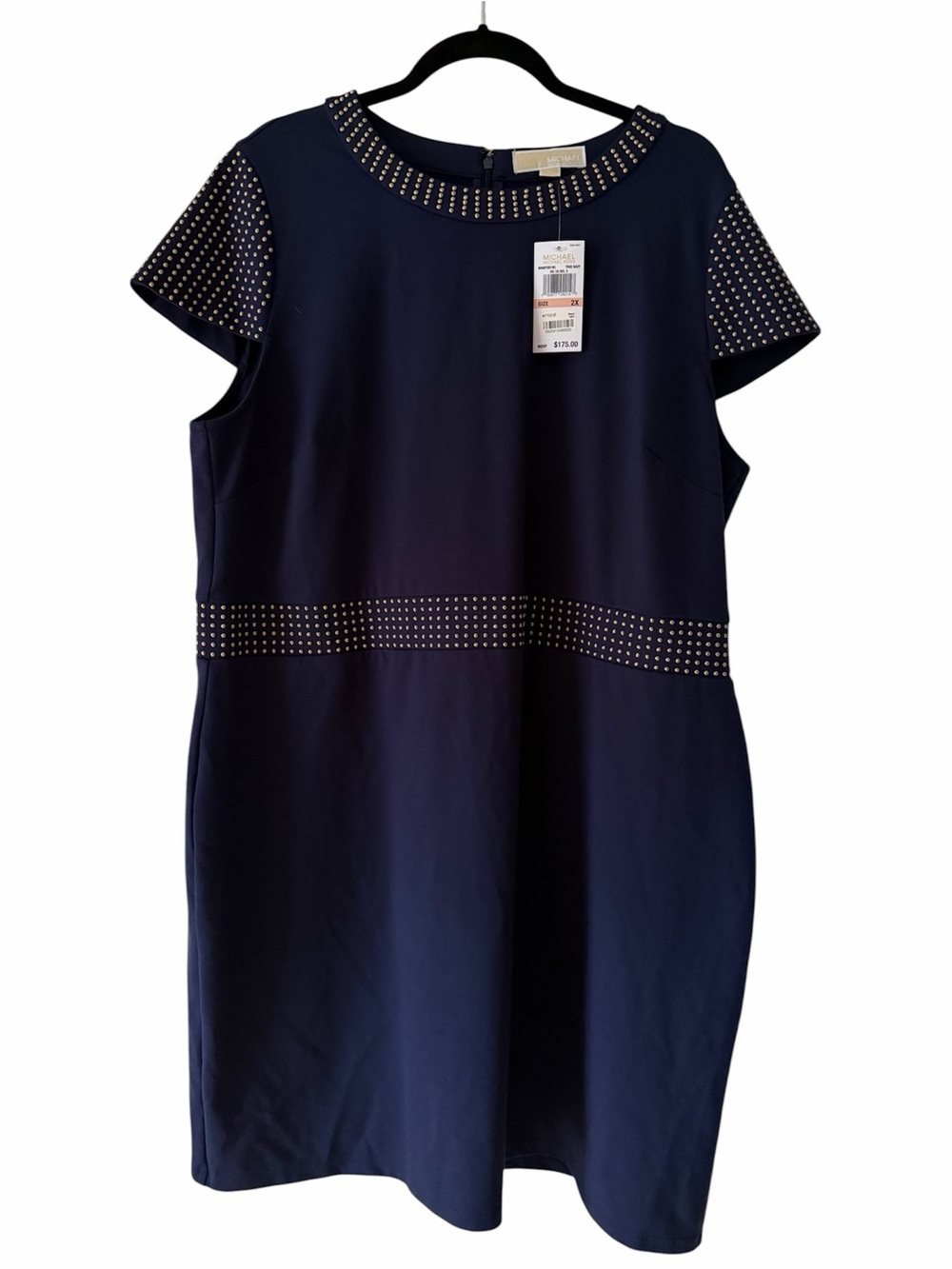 NEW Michael Kors Navy Shift Dress with Gold Stud Trim